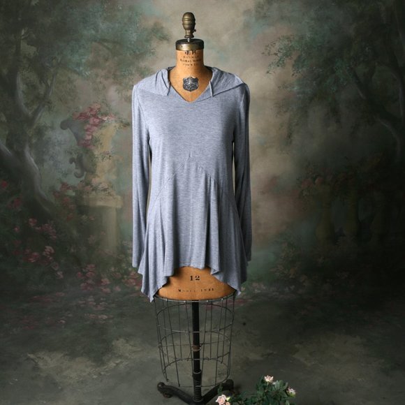 Joseph A Peasant Boho Top Grey Soft Athleisure Md - Picture 10 of 12